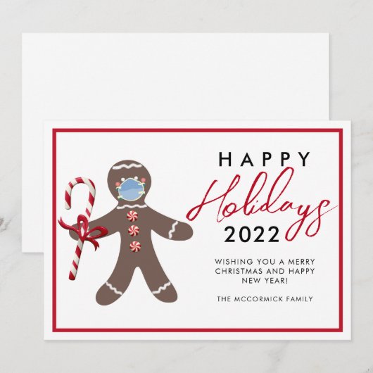 Grappig kerstfeest 2022 Gingerbrood Familie niet F Feestdagenkaart (Voorkant / Achterkant)