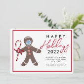Grappig kerstfeest 2022 Gingerbrood Familie niet F Feestdagenkaart (Staand voorkant)