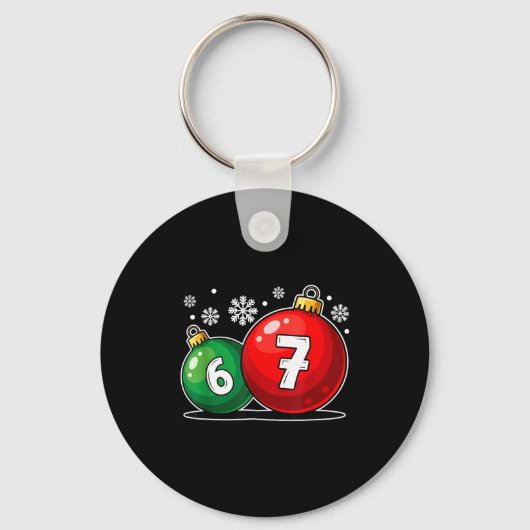 Grappig kerstfeest 67 Six Seven Meme Gen Alpha str Sleutelhanger (Voorkant)