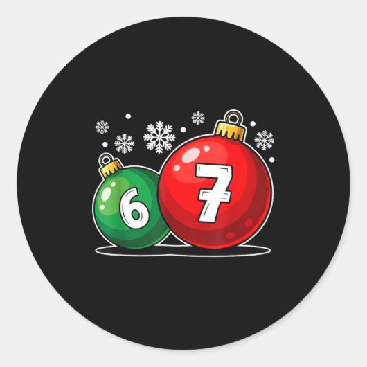 Grappig kerstfeest 67 Zes Zeven Meme Gen Alpha Jar Ronde Sticker (Voorkant)
