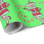 Grappig kerstfeest Bah Humbug Santa in Drag Cadeaupapier (Rol Hoek)