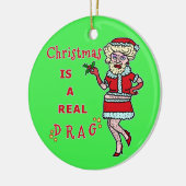 Grappig kerstfeest Bah Humbug Santa in Drag Keramisch Ornament (Links)