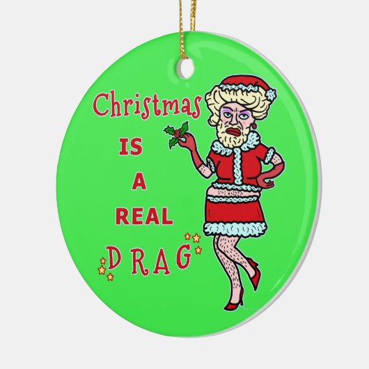 Grappig kerstfeest Bah Humbug Santa in Drag Keramisch Ornament (Links)