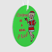 Grappig kerstfeest Bah Humbug Santa in Drag Ornament (voorkant)