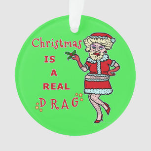 Grappig kerstfeest Bah Humbug Santa in Drag Ornament