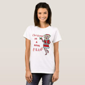 Grappig kerstfeest Bah Humbug Santa in Drag T-shirt (Voorkant volledig)
