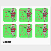 Grappig kerstfeest Bah Humbug Santa in Drag Vierkante Sticker (Vel)