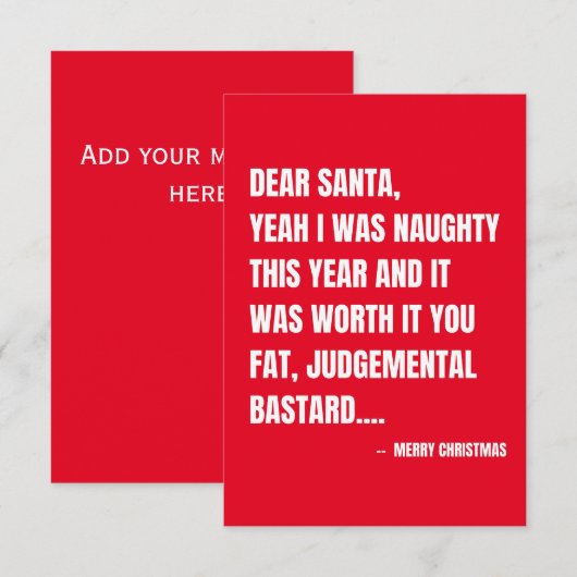 Grappig kerstfeest bedankkaart (Voorkant / Achterkant)