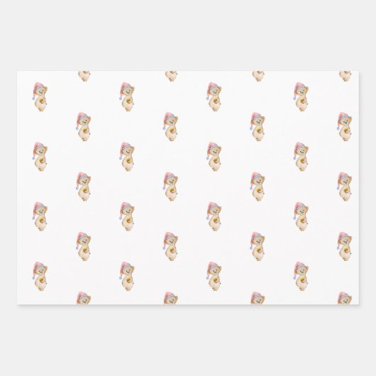 Grappig Kerstfeest beer in een Kerstmuts in waterv Inpakpapier Vel (Voorkant 2)