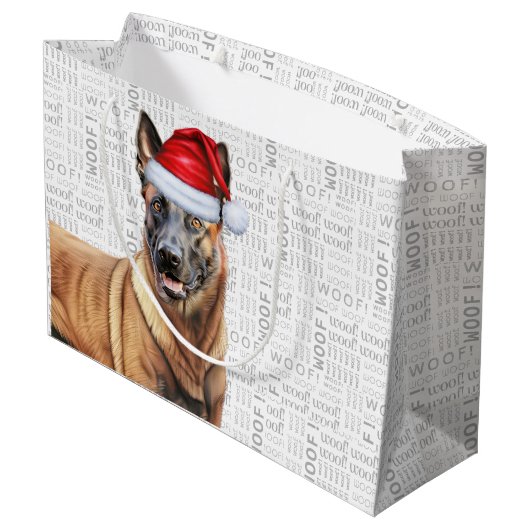 Grappig Kerstfeest Belgisch Malinois Hondenliefheb Groot Cadeauzakje (Achterkant Gekanteld)