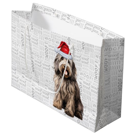 Grappig Kerstfeest Bergamasco Hondenliefhebber Groot Cadeauzakje (Voorkant Gekanteld)