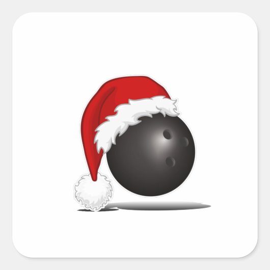 Grappig kerstfeest Bowling Ball Santa hat - bowl f Vierkante Sticker (Voorkant)
