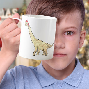 Grappig kerstfeest Brachiosaurus Festive Dinosaur  Koffiemok
