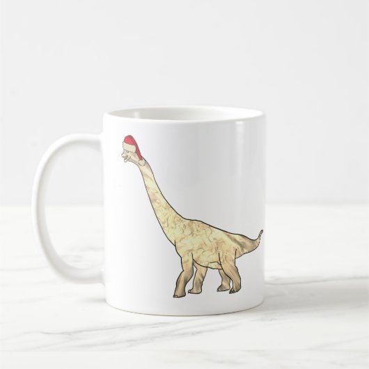 Grappig kerstfeest Brachiosaurus Festive Dinosaur  Koffiemok (Links)
