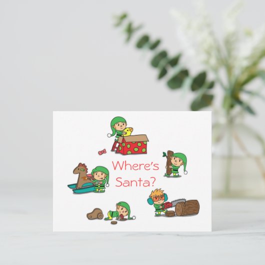 Grappig Kerstfeest Briefkaart Kerstman's drukke el (Staand voorkant)