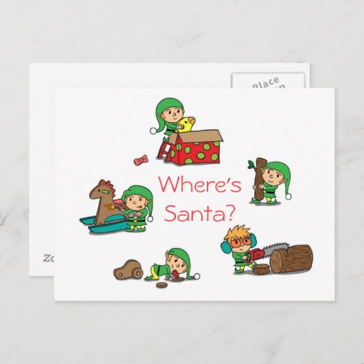 Grappig Kerstfeest Briefkaart Kerstman's drukke el (Voorkant / Achterkant)