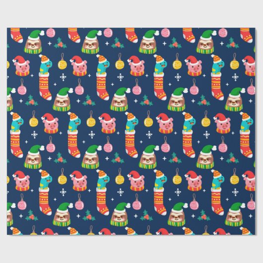 Grappig kerstfeest cadeaupapier (Vlak)
