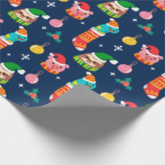 Grappig kerstfeest cadeaupapier (Hoek)