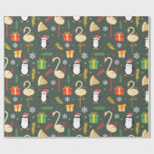 Grappig kerstfeest cadeaupapier (Vlak)