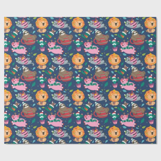 Grappig kerstfeest cadeaupapier (Vlak)