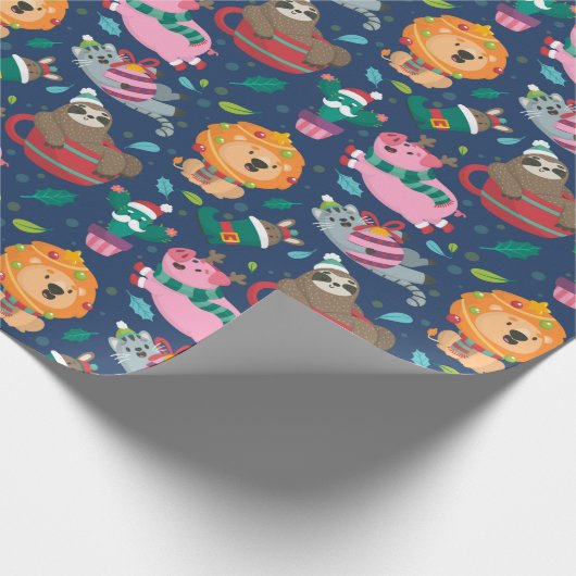 Grappig kerstfeest cadeaupapier (Hoek)