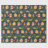 Grappig kerstfeest cadeaupapier (Vlak)