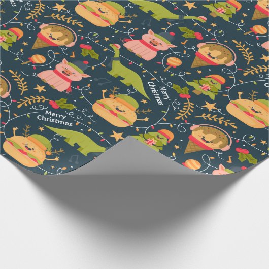 Grappig kerstfeest cadeaupapier (Hoek)