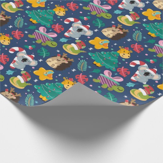 Grappig kerstfeest cadeaupapier (Hoek)