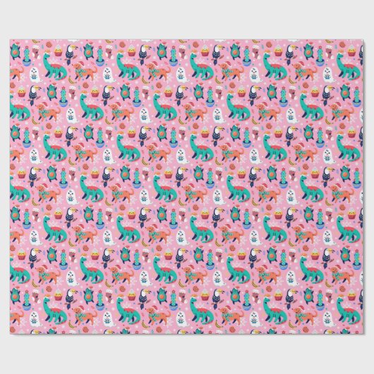 Grappig kerstfeest cadeaupapier (Vlak)