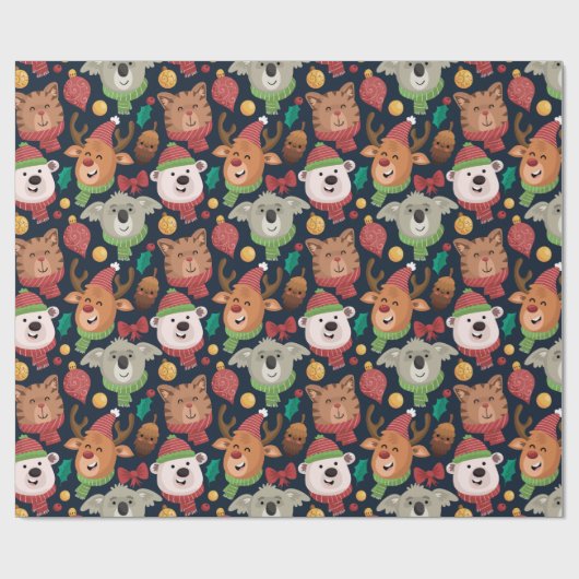 Grappig kerstfeest cadeaupapier (Vlak)