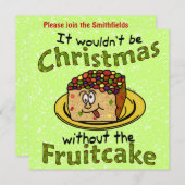 Grappig kerstfeest Cartoon Fruitcake Kaart (Voorkant / Achterkant)