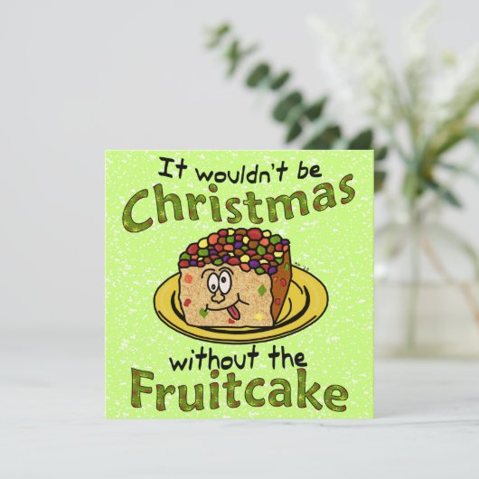 Grappig kerstfeest Cartoon Fruitcake Kaart (Staand voorkant)