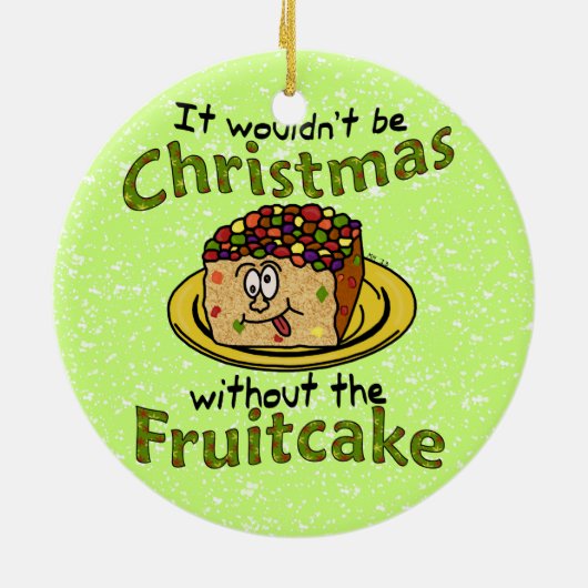 Grappig kerstfeest Cartoon Fruitcake Keramisch Ornament (Achterkant)