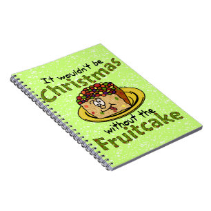 Grappig kerstfeest Cartoon Fruitcake Notitieboek