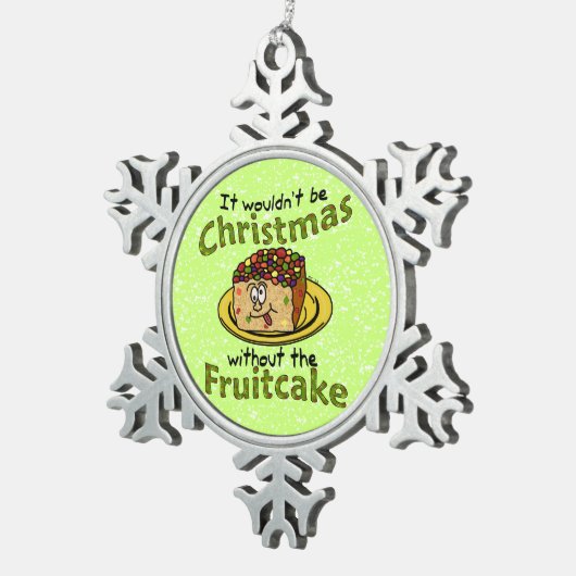 Grappig kerstfeest Cartoon Fruitcake Tin Sneeuwvlok Ornament (Rechts)