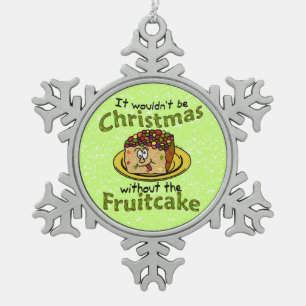 Grappig kerstfeest Cartoon Fruitcake Tin Sneeuwvlok Ornament