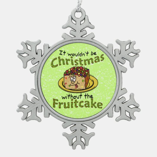 Grappig kerstfeest Cartoon Fruitcake Tin Sneeuwvlok Ornament (Voorkant)