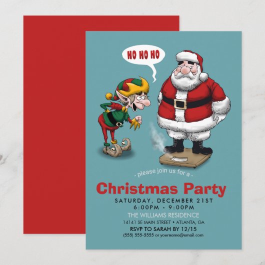 Grappig kerstfeest Cartoon Kaart (Voorkant / Achterkant)