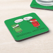 Grappig kerstfeest Cartoon Kokerspecerijen Bier Onderzetter (Linkerzijde)