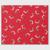 Grappig kerstfeest Cartoon Kokerspecerijen Cadeaupapier (Vlak)