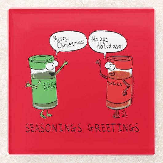 Grappig kerstfeest Cartoon Kokerspecerijen Glazen Onderzetter (Voorkant)