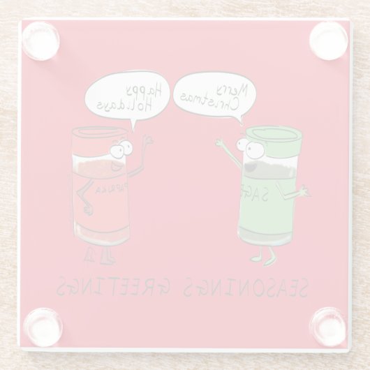 Grappig kerstfeest Cartoon Kokerspecerijen Glazen Onderzetter (Achterkant)