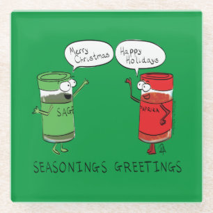 Grappig kerstfeest Cartoon Kokerspecerijen Glazen Onderzetter