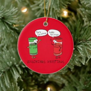 Grappig kerstfeest Cartoon Kokerspecerijen Keramisch Ornament