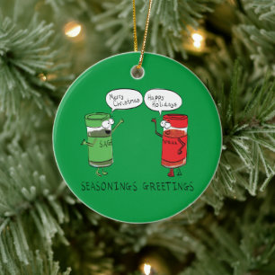 Grappig kerstfeest Cartoon Kokerspecerijen Keramisch Ornament