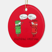 Grappig kerstfeest Cartoon Kokerspecerijen Keramisch Ornament (Links)