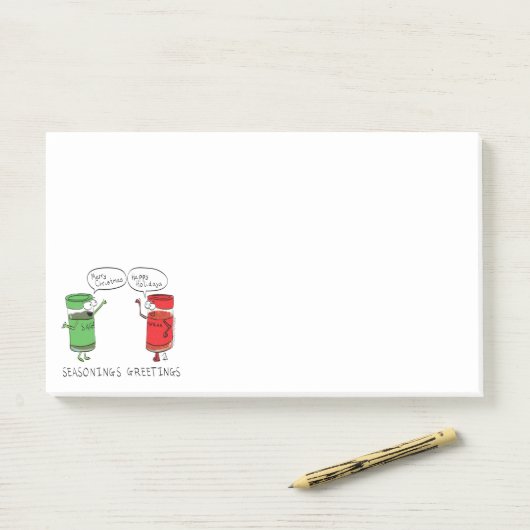 Grappig kerstfeest Cartoon Kokerspecerijen Post-it® Notes (Op bureau)