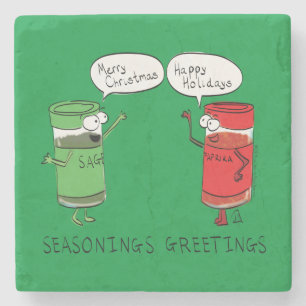 Grappig kerstfeest Cartoon Kokerspecerijen Stenen Onderzetter