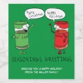 Grappig kerstfeest Cartoon Kokerspecerijen Wijn Etiket (Enkel label)