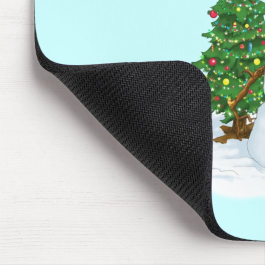 Grappig kerstfeest cartoon van dame snewman muismat (Hoek)